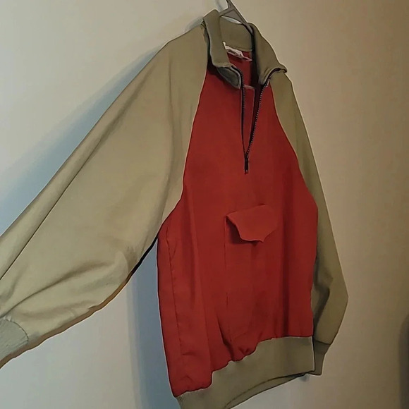 Men's small Mother Karen's pullover windbreaker jacket 80s red and tan LOT F10 - Picture 4 of 10
